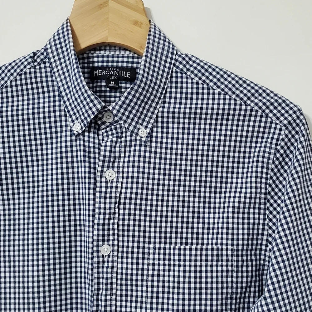 J. Crew Mercantile Flex Black White Gingham Long Sleeve Button Up Shirt Medium